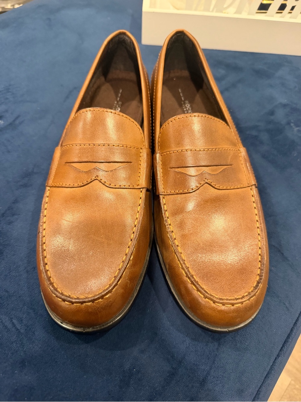 Rockport Cognac Brown Leather Penny Loafers